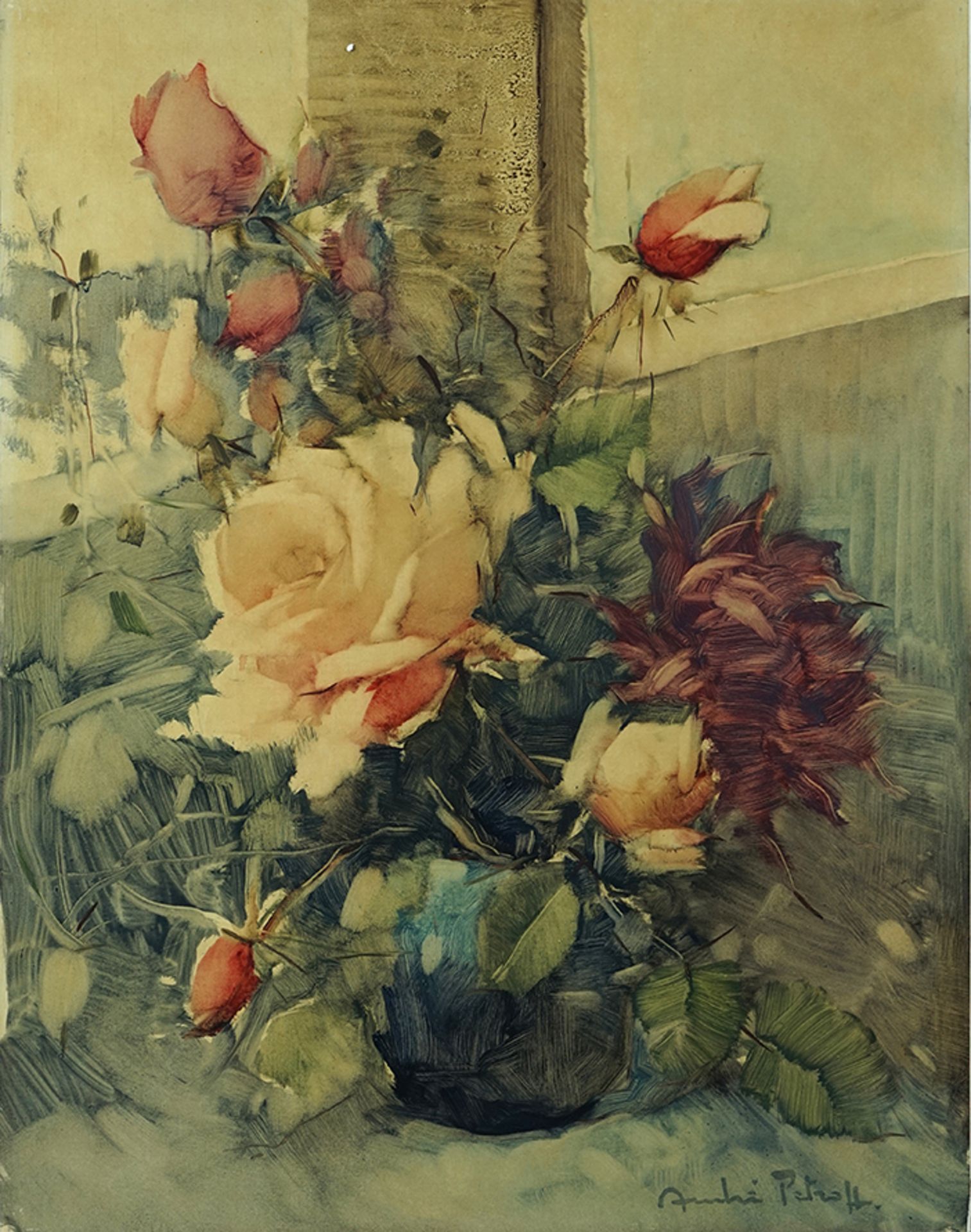 ANDRE PETROFF (1894-1975) - Roses, 1920-1930 signed ‘Andre Petroff’ (lower [...]