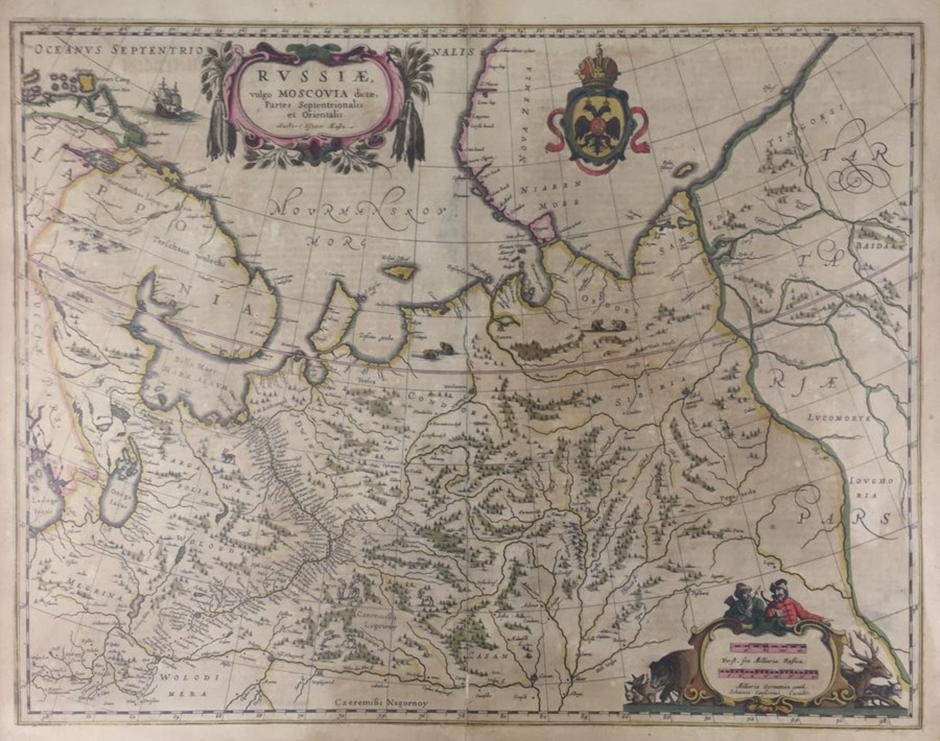 Map of Russia. Engraving, watercolor. Isaac Massa (1586-1643). Amsterdam, 1647 49 x [...]