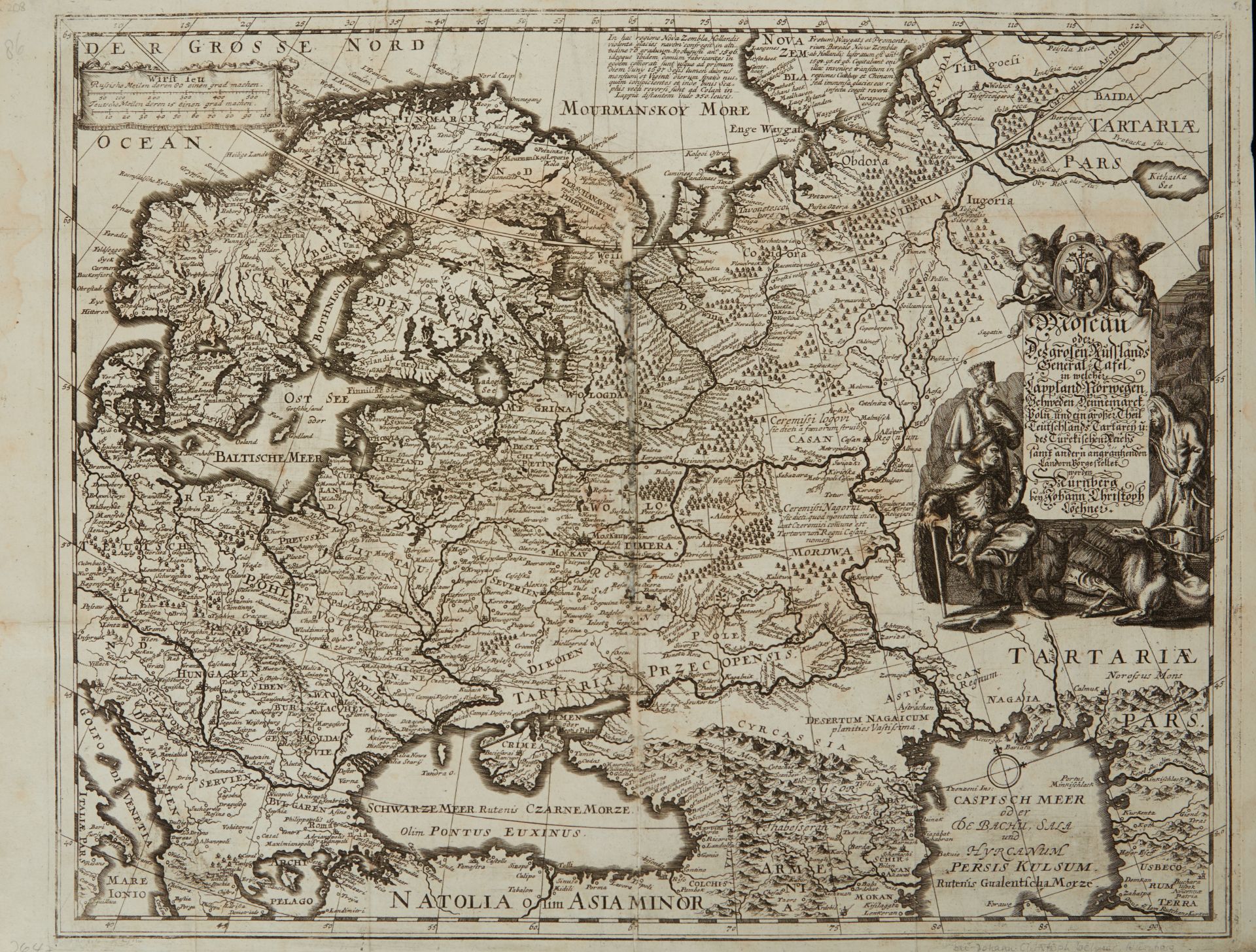 Map of Russia and frontier territories. The engraving was published in Nuremberg by [...]