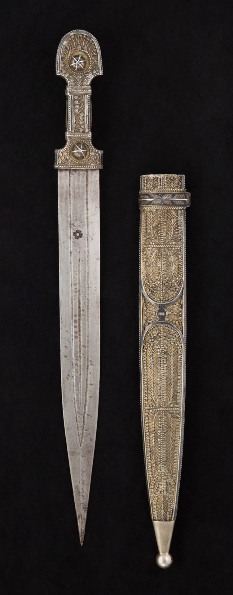 Caucasian dagger in a silver frame. Steel, silver, wood. Overall length in the sheath [...]