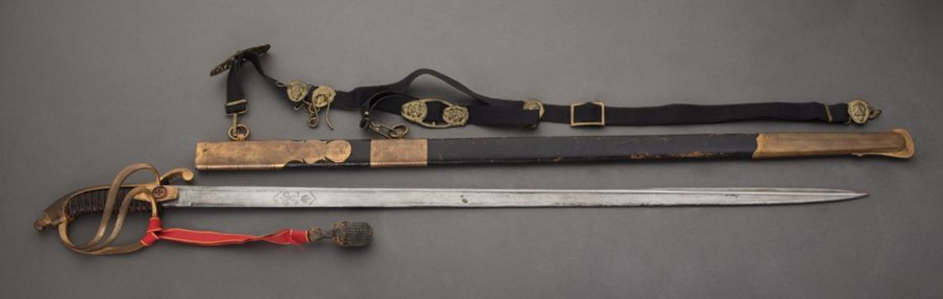 A naval of cer’s broadsword based on the sample of 1855 with the inscription « For [...]