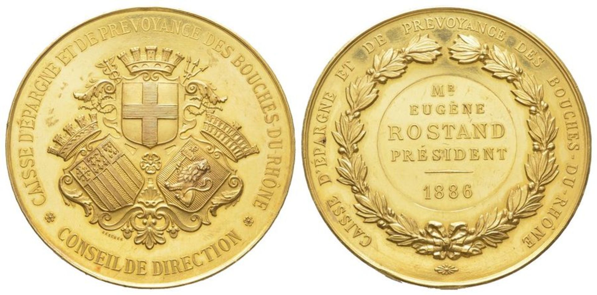 France, Third Republic 1870-1940. Gold medal, 1886, « Caisse d’Épargne et de [...]