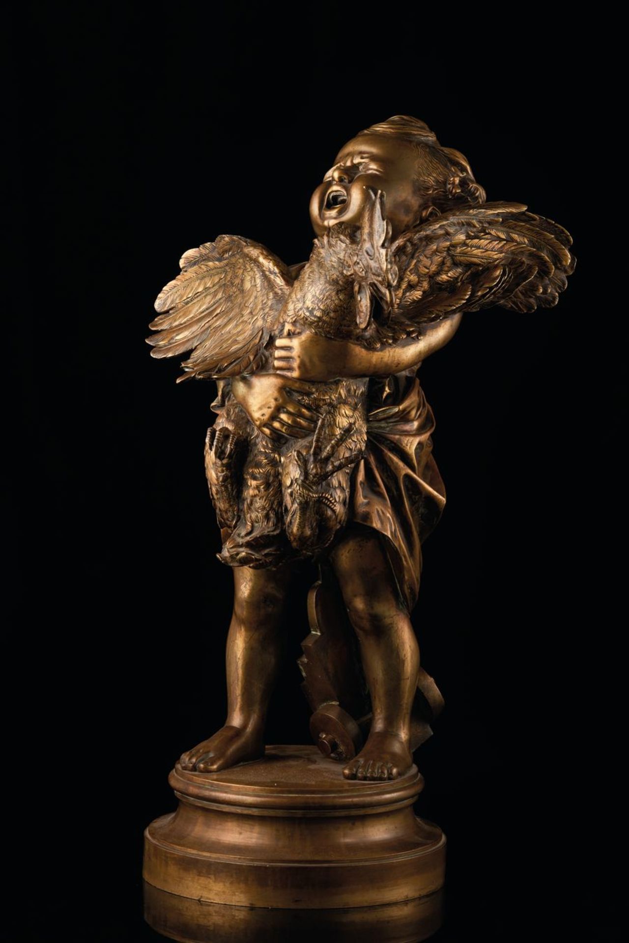 ADRIANO CECIONI (1836/38 – 1886) - Boy with a Rooster Bronze Height 65 cm (251/4 [...]