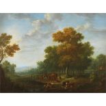 "Wooded landscape with travelers"