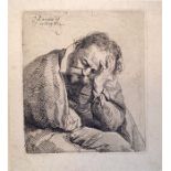 "Portrait of sleeping old man"