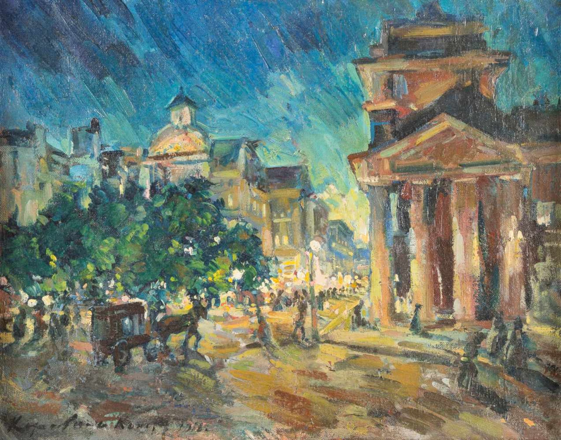 KONSTANTIN ALEKSEEVICH KOROVIN 1861 Moskau - 1939 Paris (attr.) Pariser Strassenszene Öl auf