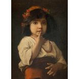 HANS KNÖCHL 1850 Prag - 1927 Londyne (?) Junges Mädchen mit Blumenkranz Öl auf Holz. 21 x 15,5 cm (