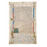 FRAGMENT DER PROZESSAKTE DES FERNANDO DE BURGOS MARÍN VECINO DE LORCA MIT RANKENORNAMENTIK