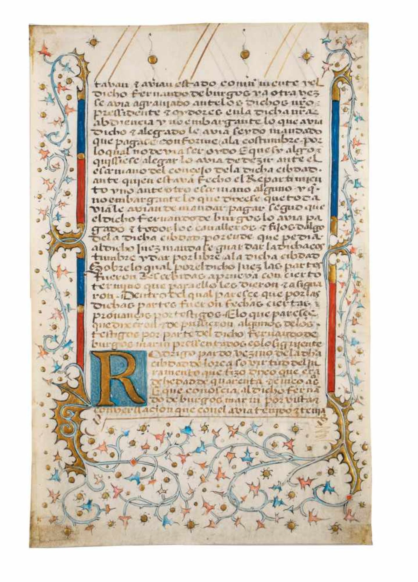 FRAGMENT DER PROZESSAKTE DES FERNANDO DE BURGOS MARÍN VECINO DE LORCA MIT RANKENORNAMENTIK