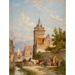 PIETER CORNELIS DOMMERSEN 1834 Utrecht - 1908 England Niederländisches Städtchen mit Blick auf