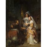 JAN HENDRIK VAN DE LAAR 1807 Rotterdam - 1874 ebenda Abschied eines jungen Paares Öl auf Holz. 57,