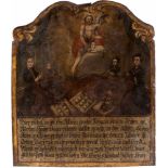 SÜDDEUTSCHER MEISTER Tätig um 1796 EX VOTO Öl auf Metall. 38,5 cm x 33,5 cm. Part. rest., min.