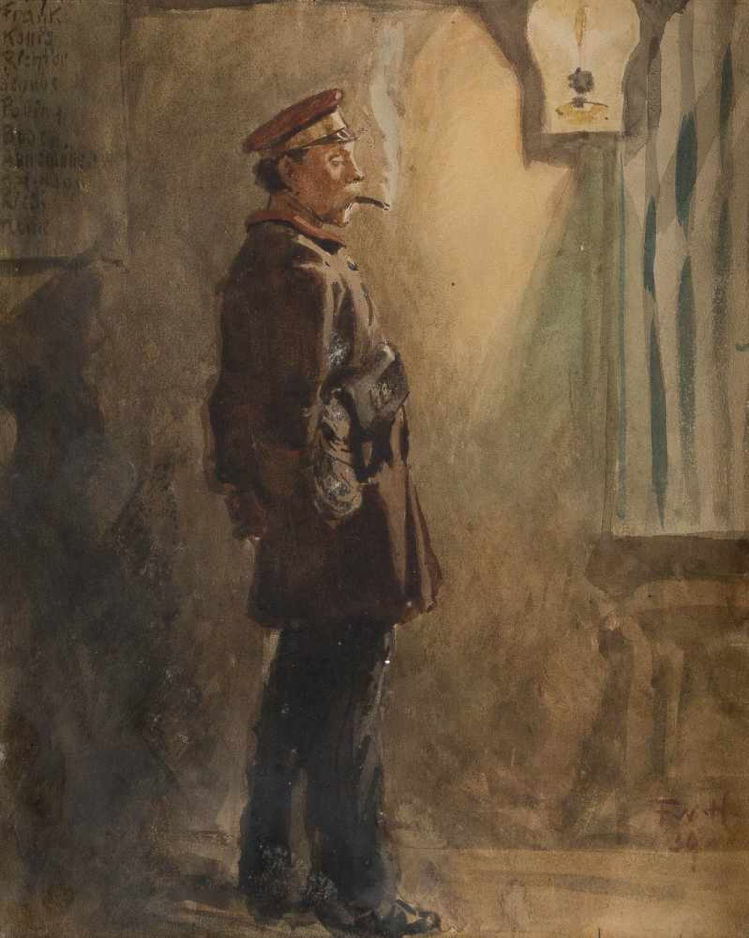 PETER II KRÄMER 1857 Philadelphia - 1936 Dießen am Ammersee DER ZEITUNGSVERKÄUFER Aquarell und