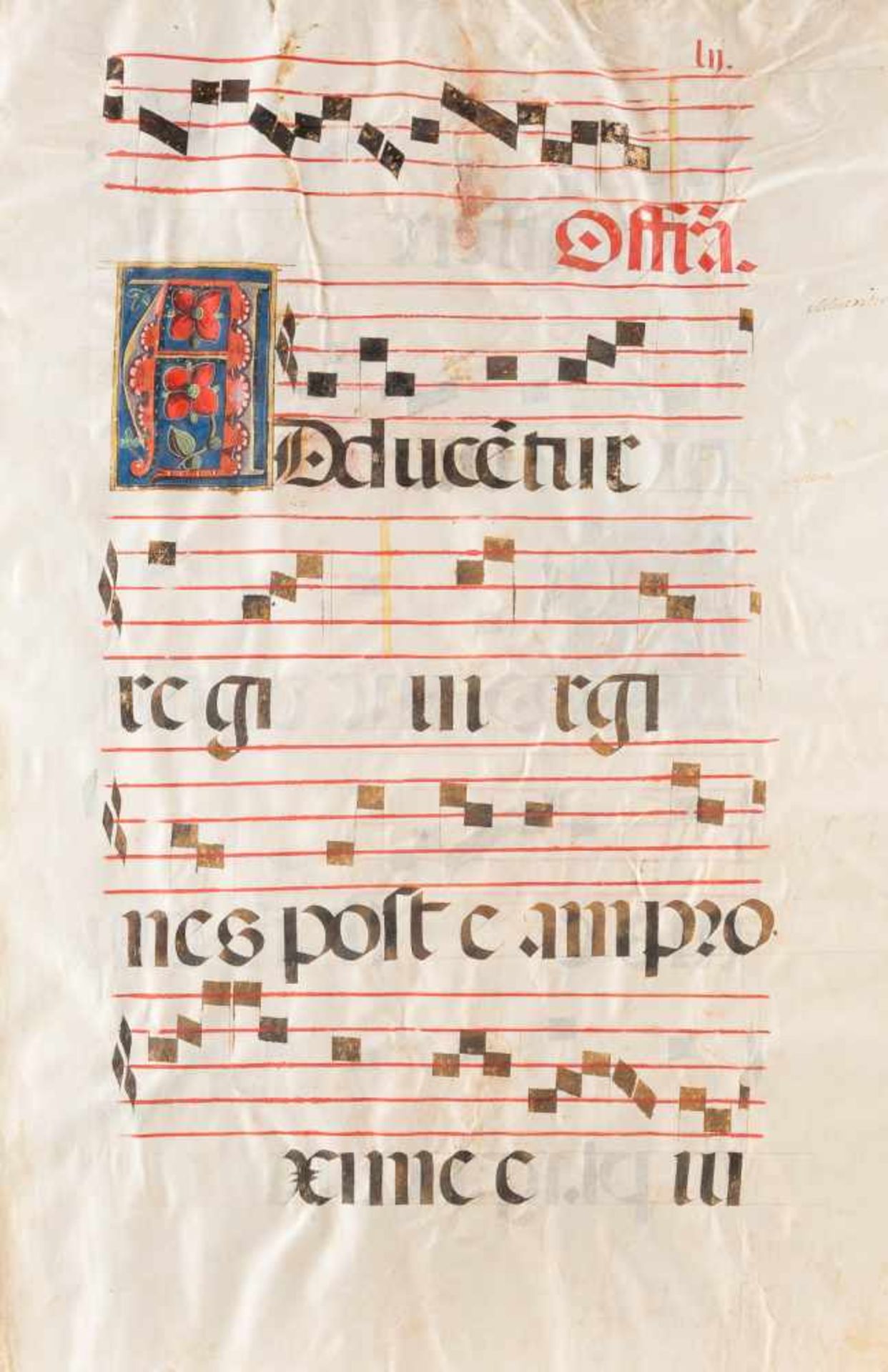 ZWEI ANTIPHONAR-FRAGMENTE Wohl Spanien, 1600 2 Einzelseiten mit Quadratnoten in Schwarz-Braun auf - Bild 3 aus 4