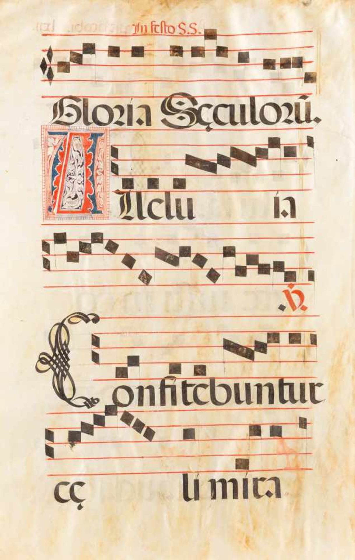 ZWEI ANTIPHONAR-FRAGMENTE Wohl Spanien, 1600 2 Einzelseiten mit Quadratnoten in Schwarz-Braun auf - Bild 2 aus 4