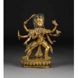 YAMA-DARSTELLUNG Nepal/Tibet, 18./19. Jh. Bronze. H. 27,5 cm. Im Boden gemarkt. Attribut fehlt, alte