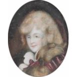 ENGLISCHER PORTRÄTMINIATUR-MALER Tätig um 1790 PORTRÄTMINIATUR EINER DAME MIT PERLZKRAGEN England,