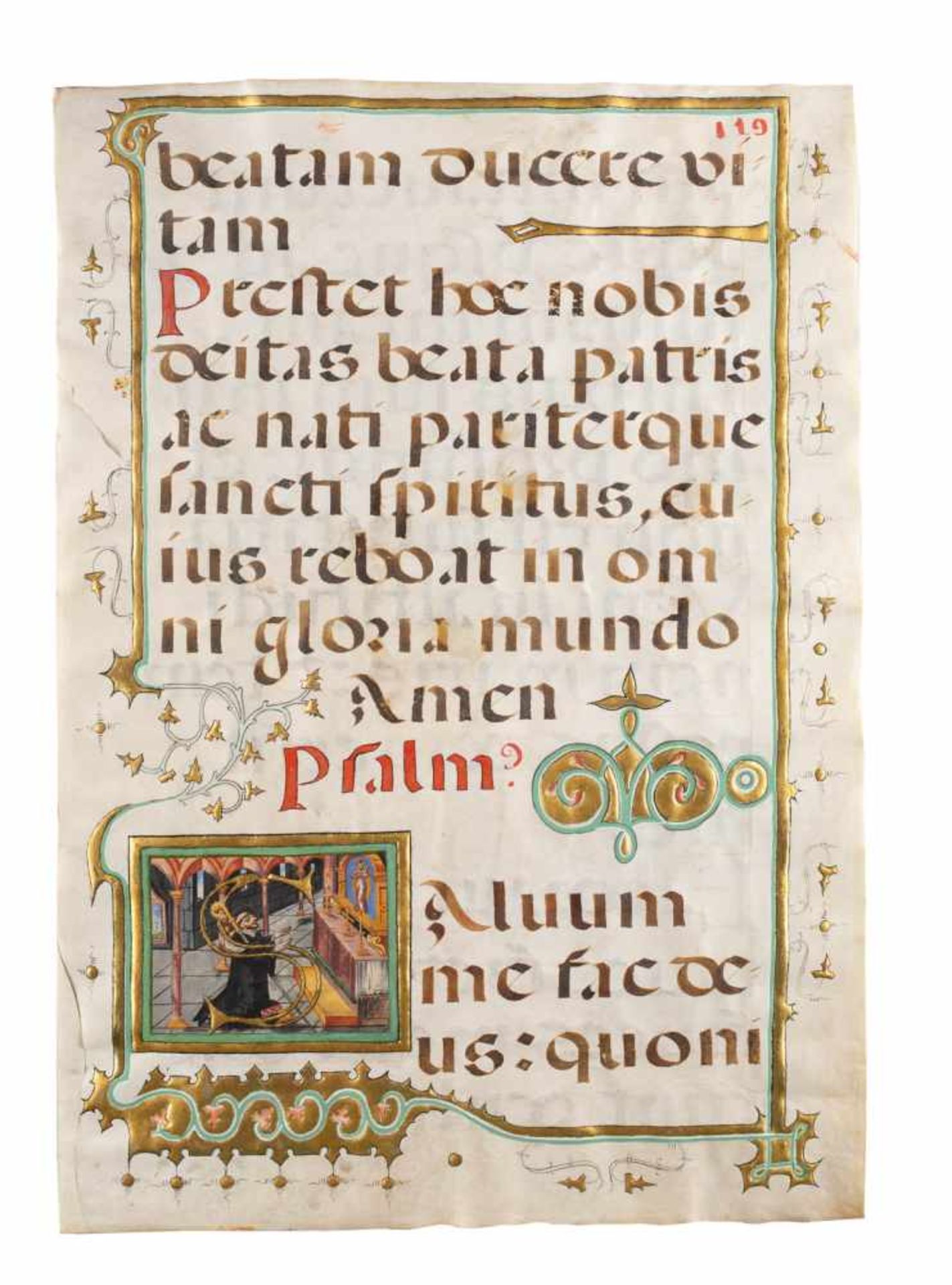 MISSALE-FRAGMENT MIT BILDINITIALE 'S' Wohl Spanien, Granada, Anfang 16. Jh. Einzelseite mit