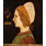 ITALIENISCHER MEISTER Im Stile der Renaissance PORTRAIT EINER EDELDAME Öl auf Holz, teilweise