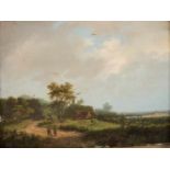 MARINUS ADRIANUS KOEKKOEK 1807 Middelburg - 1868 Amsterdam Zwei Bauern in weiter Landschaft Öl auf