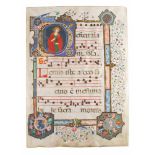 ANTIPHONAR-FRAGMENT MIT BILDINITIALE 'D' Wohl Mittelengland, Ende 15. Jh. Einzelblatt mit