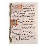 GRADUALEFRAGMENT MIT INITIALE 'O' Wohl England, um 1500 Einzelseite mit polychromer Malerei,