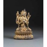 BODHISATTVA MAITREYA (MILE PUSA) China/Tibet, Qing-Dynastie Bronze, vergoldet. H. 15 cm. Im Boden