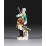 JÄGER MIT HUND Deutsch, Meissen, 1976 (Entwurf 1766-1768) Porzellan, polychrome Malerei,