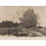 CAMILLE JEAN-BAPTISTE COROT (NACH) 1796 Paris - 1875 ebenda L'ETANG Radierung auf chamoisfarbenem