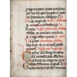 MESSBLATT MIT BLATTGOLD-INITIALE 'C' Um 1600 Texteinzelseite mit lateinischer Schrift in Rot und