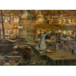 HEINRICH HERMANNS 1862 Düsseldorf - 1942 ebenda Fischmarkt in Dordrecht Öl auf Leinwand. 100 x 130,5