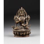 DARSTELLUNG EINES BODHISATTVA Nepal/Tibet, um 1900 Bronze, dunkel patiniert. H. 14,4 cm. Im Boden