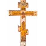 KRUZIFIX MIT DER KREUZIGUNG CHRISTI Russland, Anfang 19. Jh. Holz, Eitempera auf Kreidegrund,