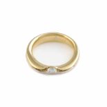 DESIGN-RING MIT BRILLANT-SOLITAIRE Gelbgold, Weißgold. Ringmaß ca. 52,5, Ges.-Gew. ca. 5,9 g.