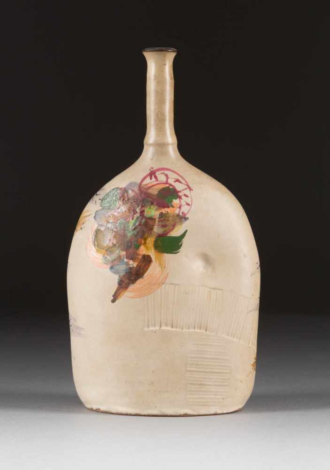 GILBERT PORTANIER1926 CannesFLASCHENVASE Keramik, brauner Scherben, hell glasiert, polchrome, - Bild 2 aus 2
