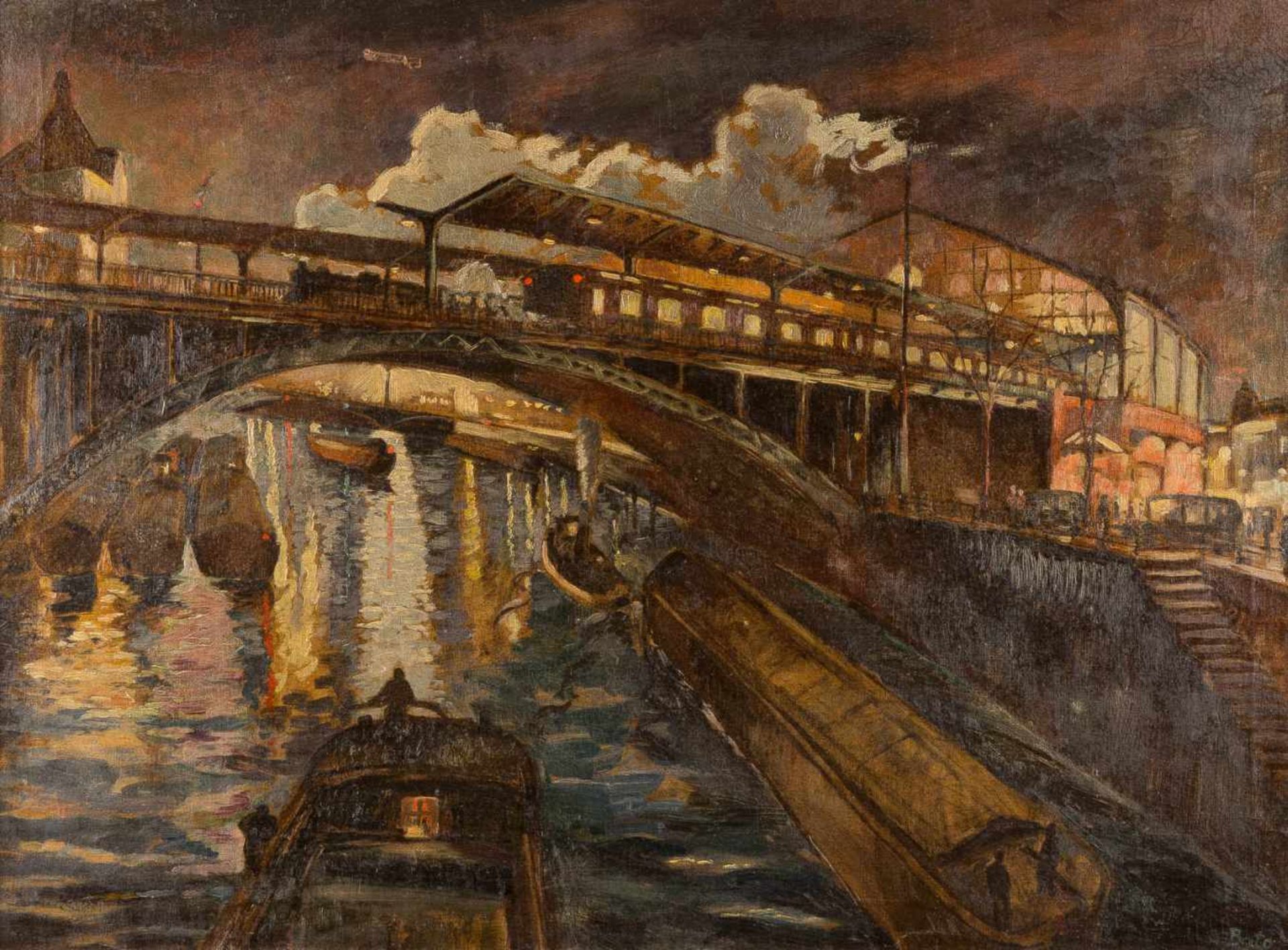 JÓZSEF BATÓ1888 Budapest - 1966 LondonDER BAHNHOF FRIEDRICHSTRASSE IN BERLIN (1926) Öl auf Leinwand.