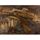 JÓZSEF BATÓ1888 Budapest - 1966 LondonDER BAHNHOF FRIEDRICHSTRASSE IN BERLIN (1926) Öl auf Leinwand.