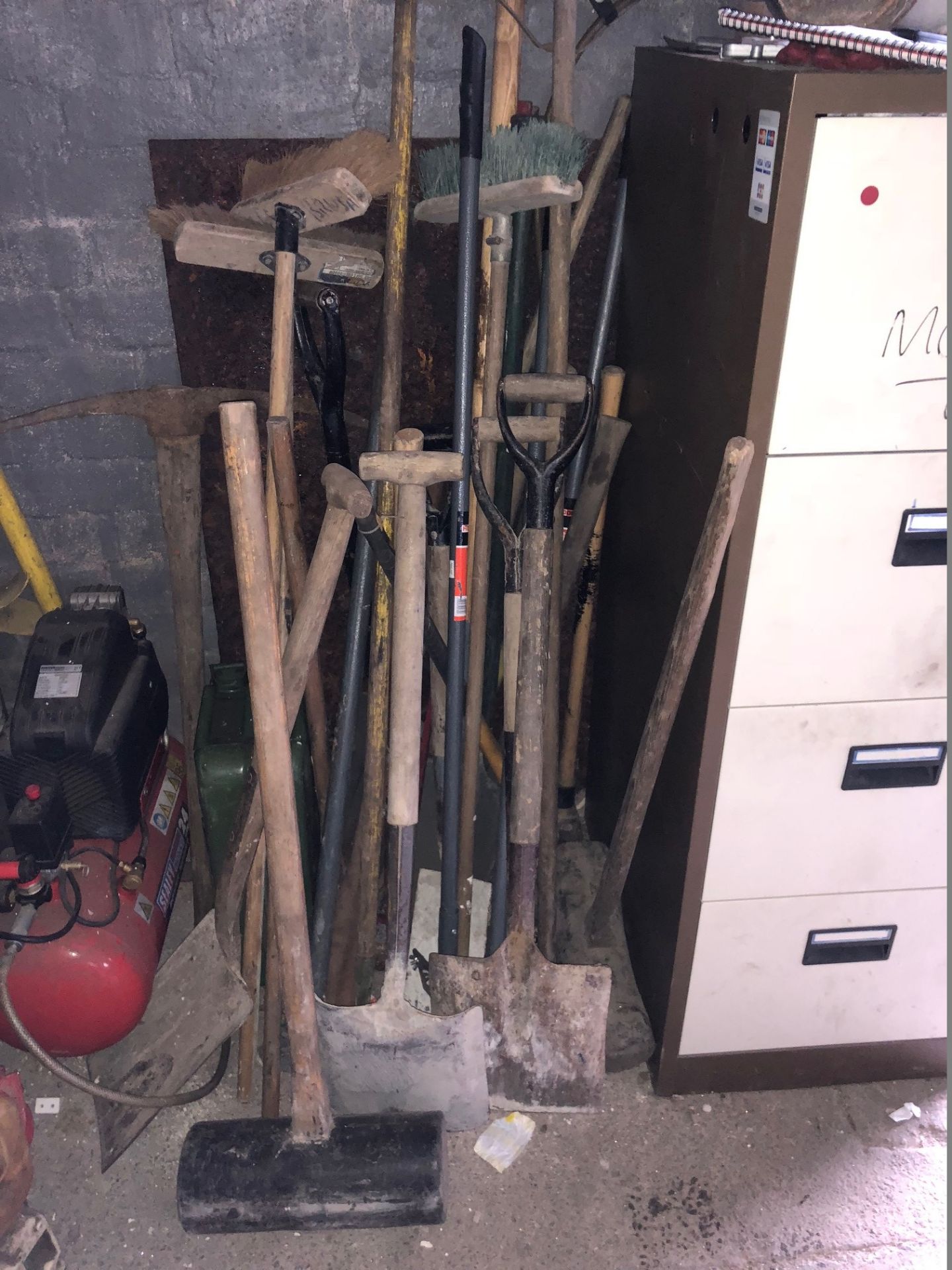 Job Lot of Spades, Brushes and Tools