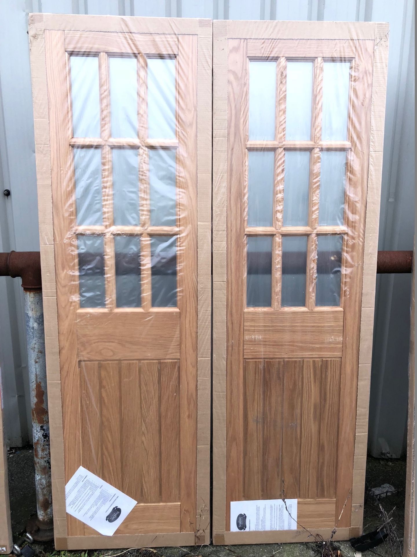 2 x Solid Veneered Pre-Finished Oak Doors 1981x610mm (Brand New & Wrapped)