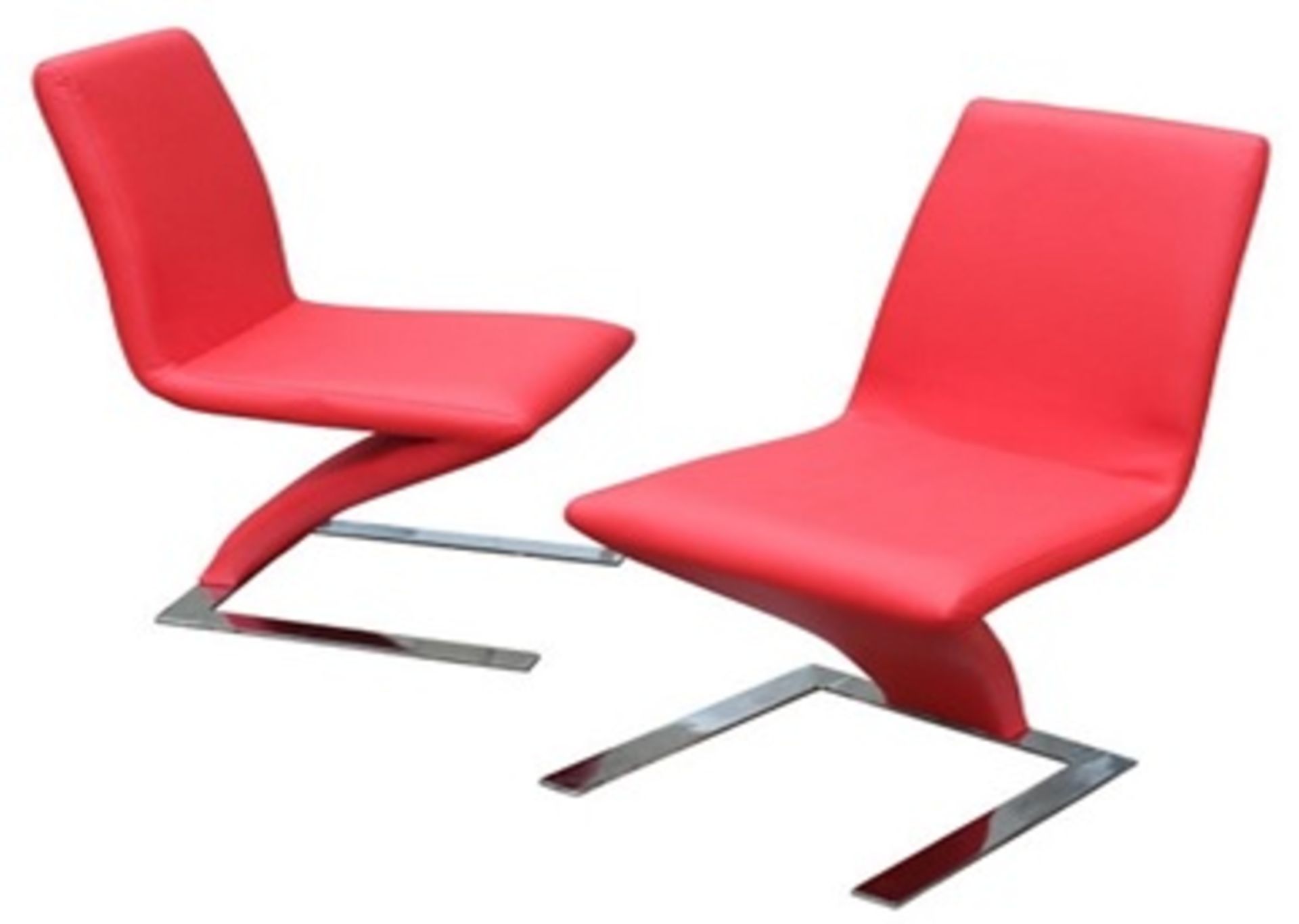 2 x Red Faux Leather Dining Chairs - Ref DCH105/RED (Brand New & Boxed)