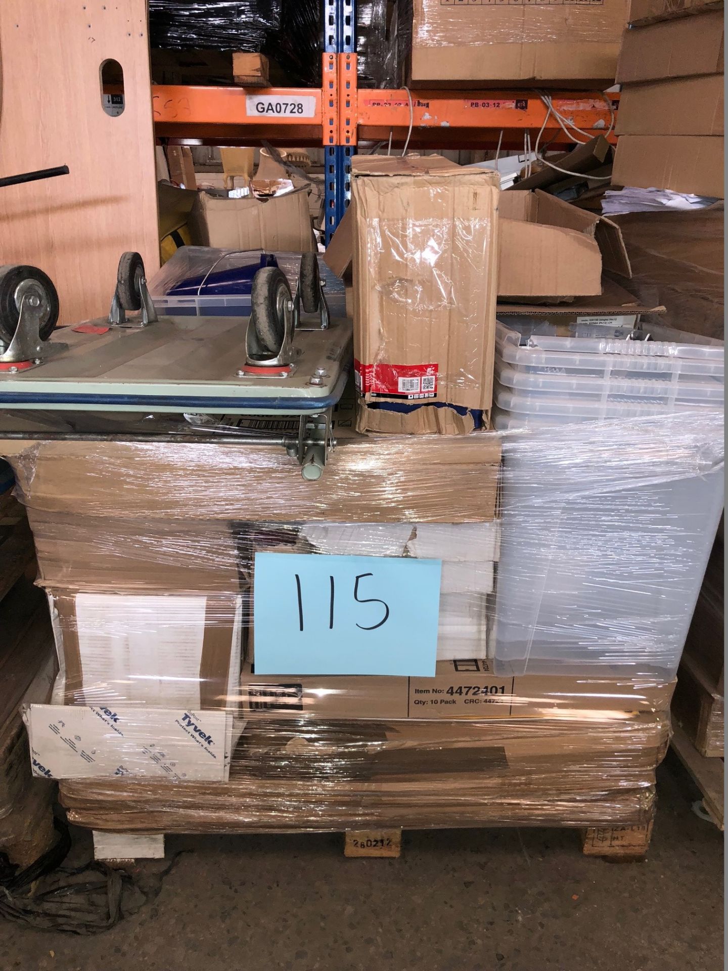 1 x Pallet of Mixed Stock/Stationery Including Platform Trolley, Lever Arch Files, Hole Punches,