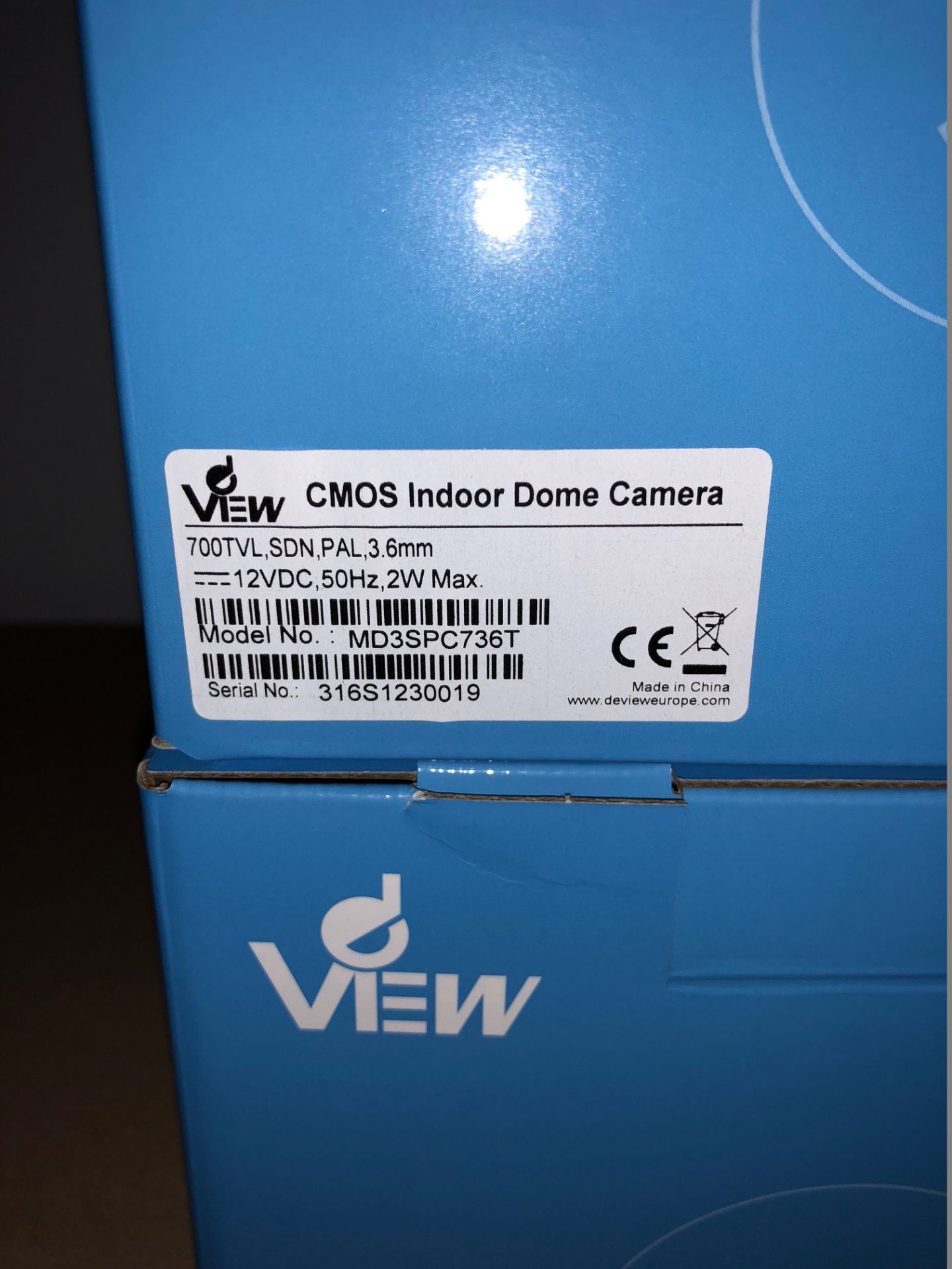 4 x dView CMOS Indoor Dome Cameras - 700TVL, SDN, PAL, 3.6mm - Model MD3SPC736T (Brand New & Boxed) - Image 2 of 3