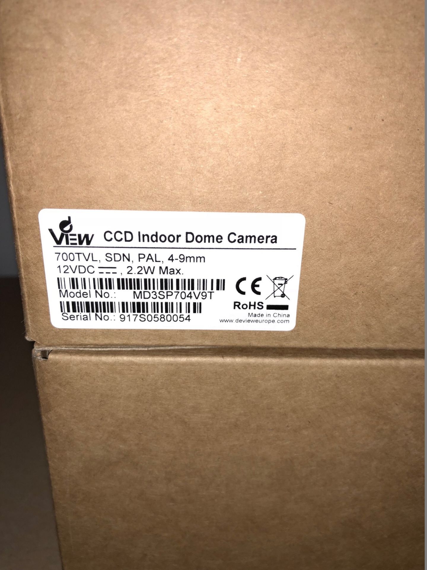 4 x dView CCD Indoor Dome Cameras - 700TVL, SDN, PAL, 4-9mm - Model MD3SP704V9T - Image 2 of 3