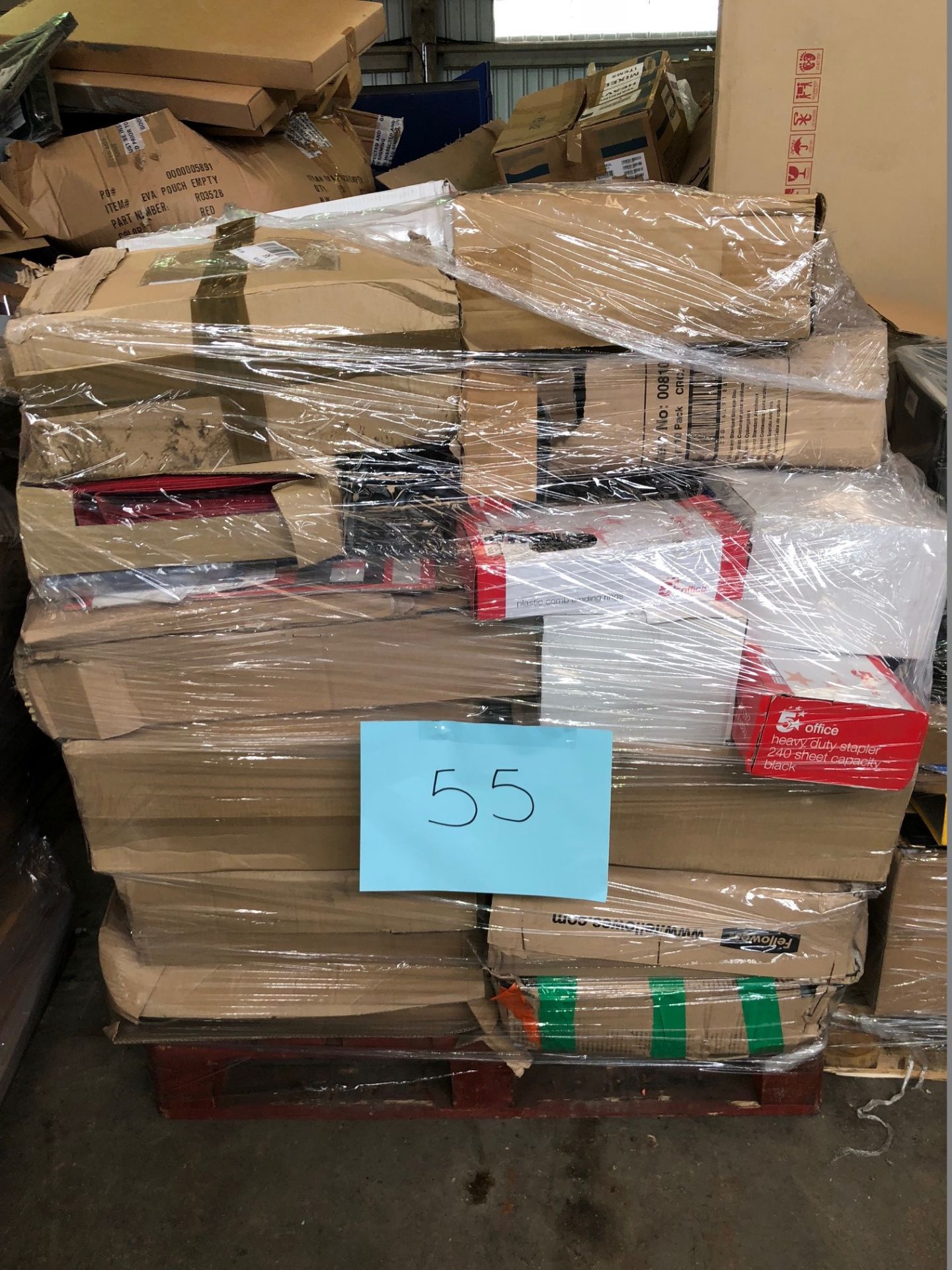 1 x Pallet of Mixed Stock/Stationery Including Laptop Trolley, Guiliotine, Esselte Products,