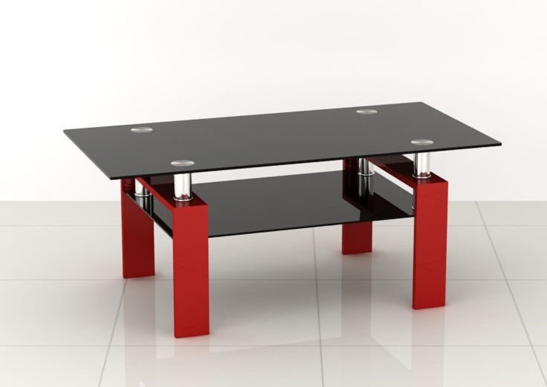 1 x Black Glass/Red Coffee Table - Product Code CTB419RED (Brand New & Boxed)