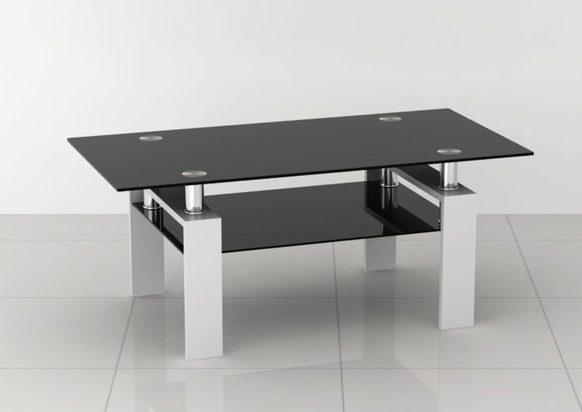 1 x Black Glass/White Coffee Table - Product Code CTB419BLKWHT (Brand New & Boxed)
