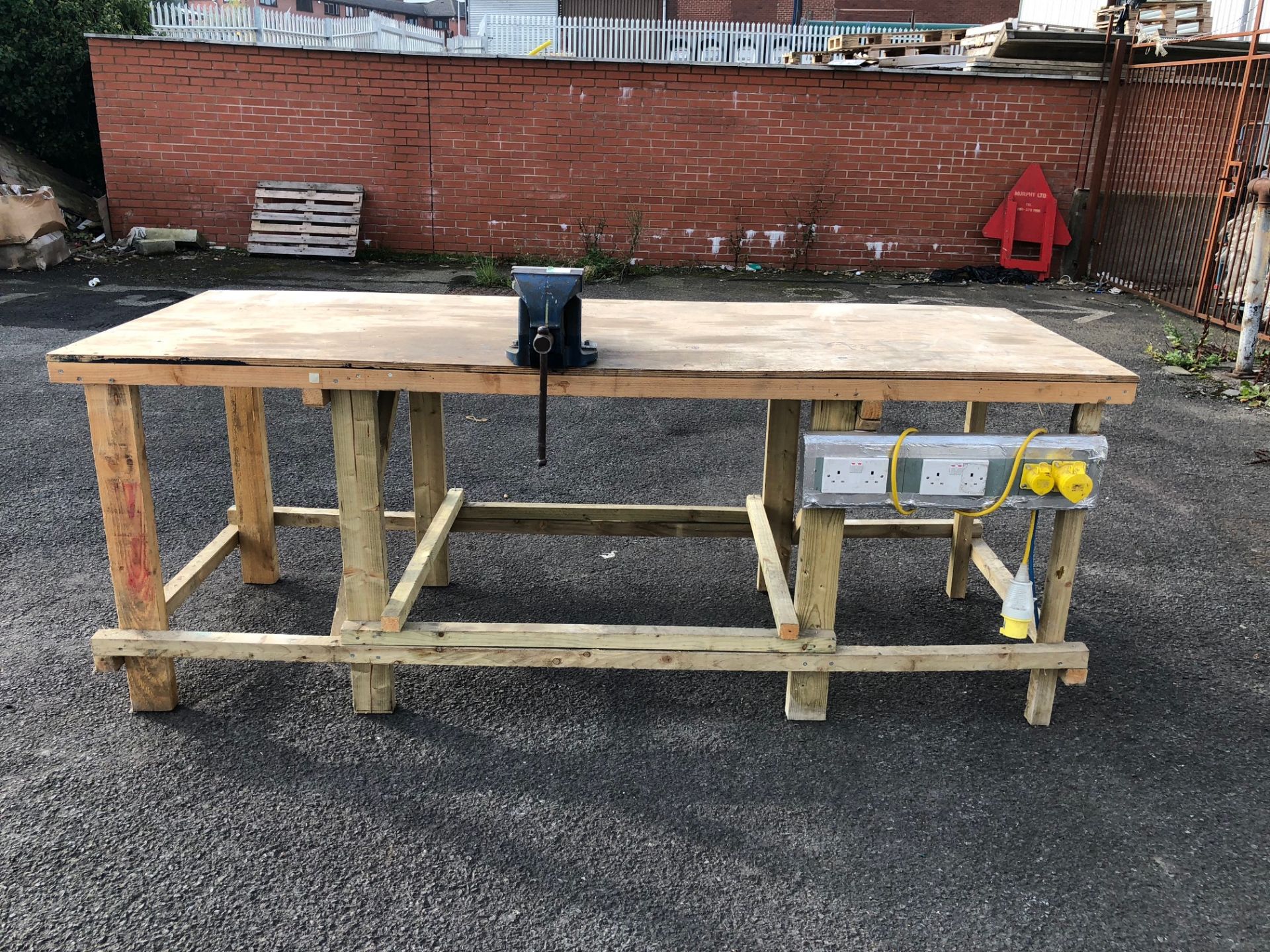 Custom Made Work Bench and Vice (L2440xD915xH930mm) - Image 2 of 5