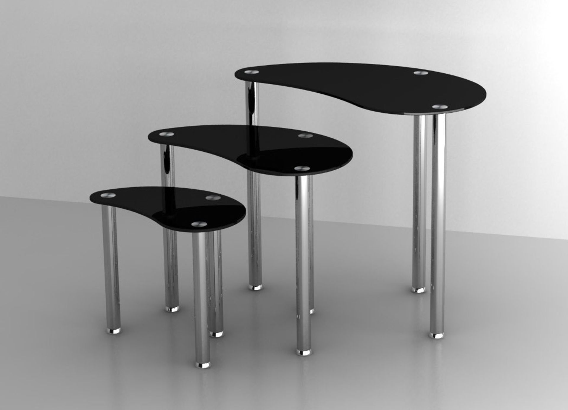 1 x Set of Black Glass/Chrome End Tables - Product Code BST008BLK (Brand New & Boxed)