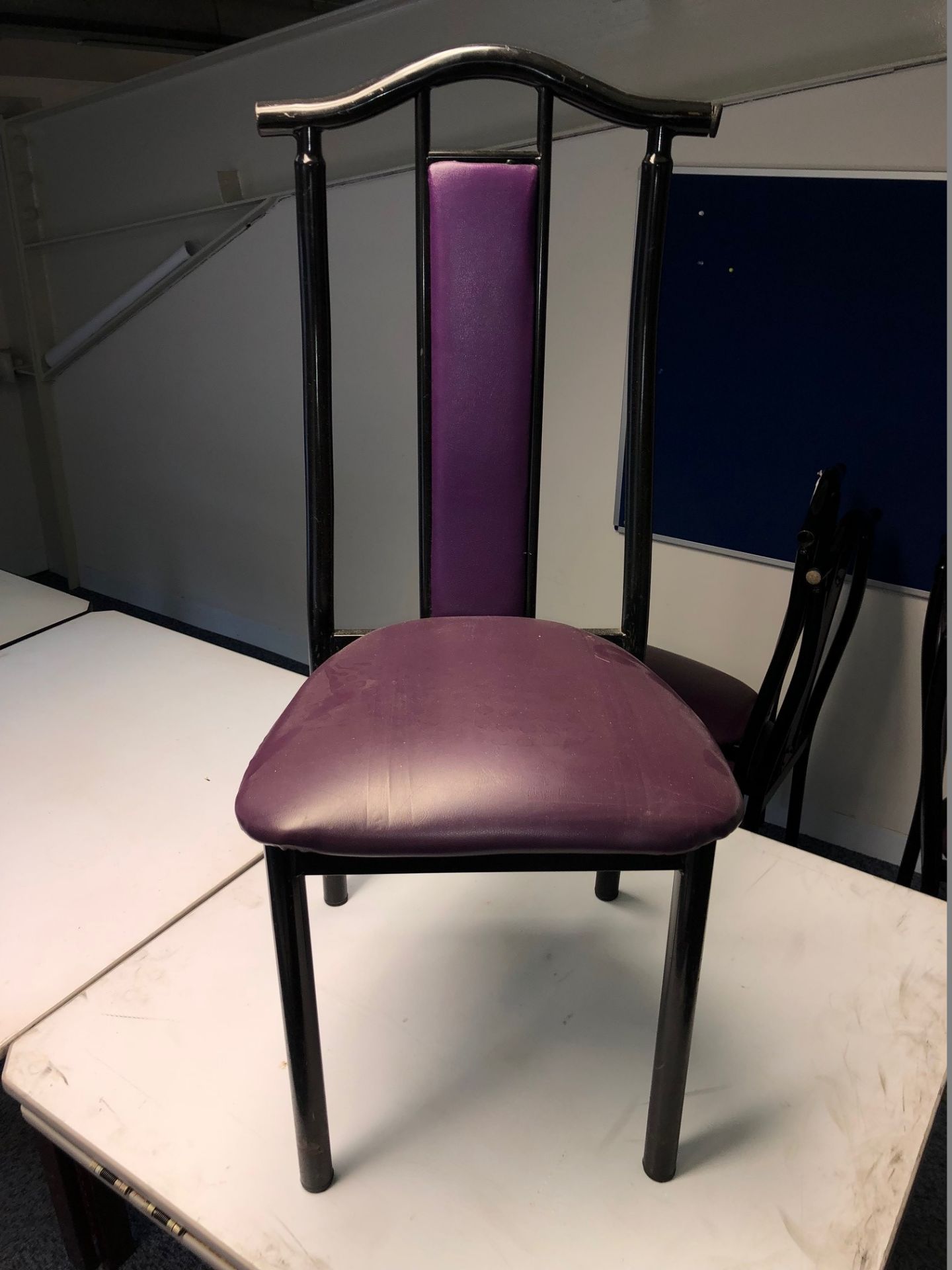 10 x Metal Framed Purple Restaurant/Banquet Chairs - Conditions Vary