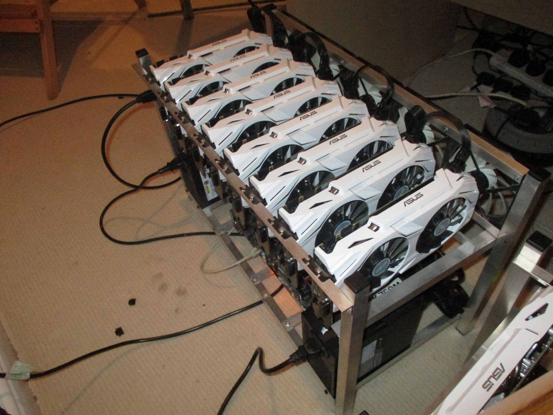 1 x Bit Coin/Crypto Currency Mining Rig With 8 x ASUS GTX1070 Graphics Cards